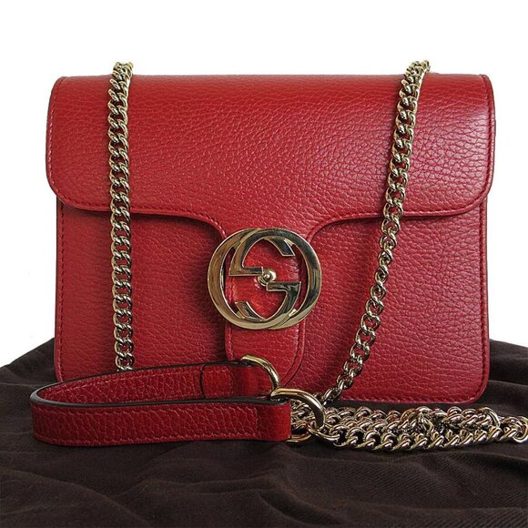 Auth GUCCI Interlocking GCrossbody Shoulder Bag Red